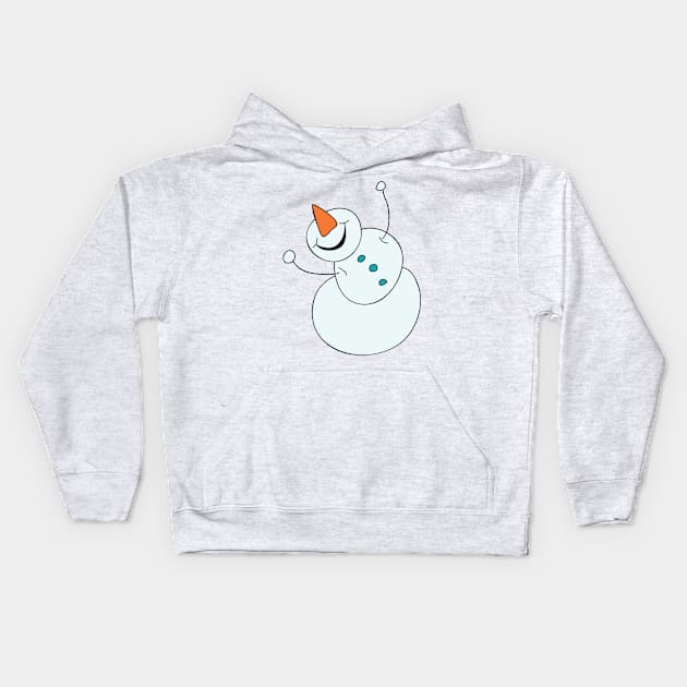 Happy Snow Day Snowman Kids Hoodie by MegMarchiando